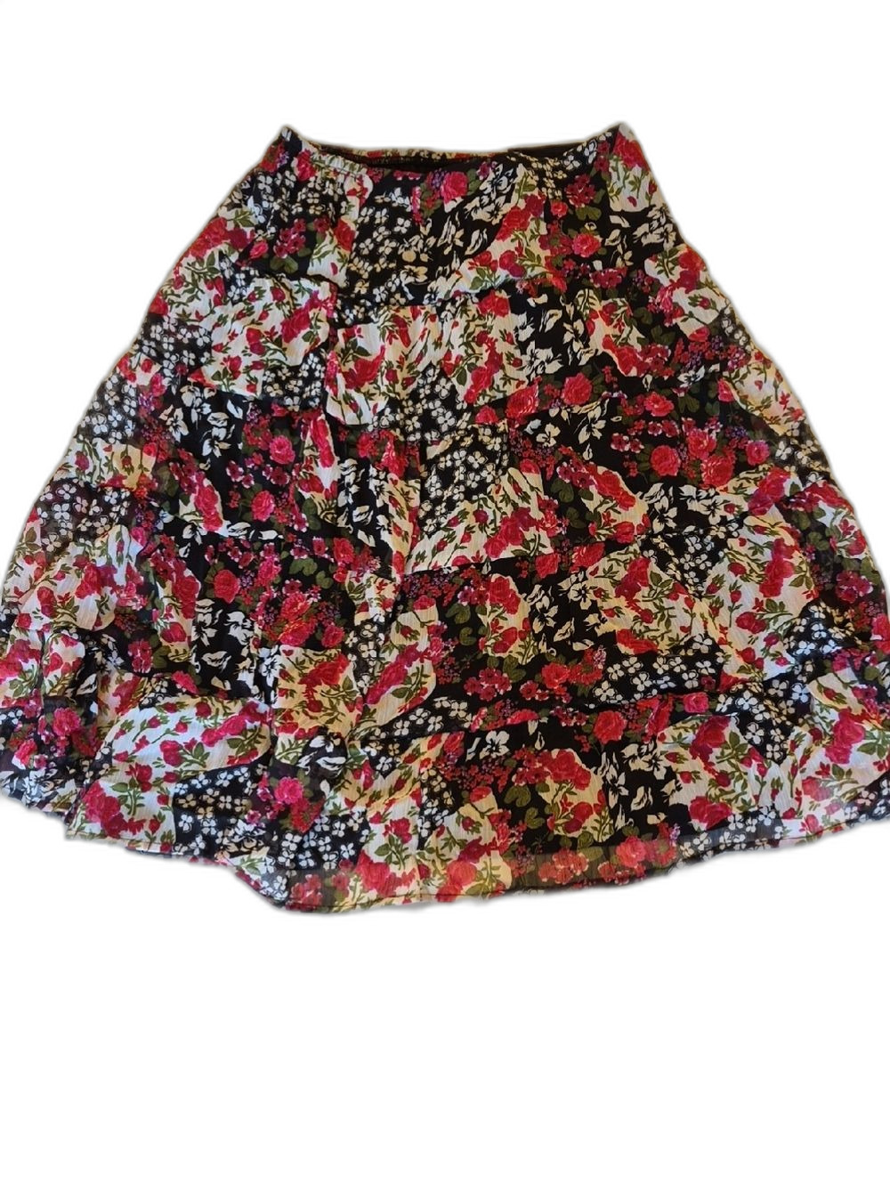 Amy Byer Girls Floral A-Line Skirt - Black & Pink Spring Skirt Size 8-10